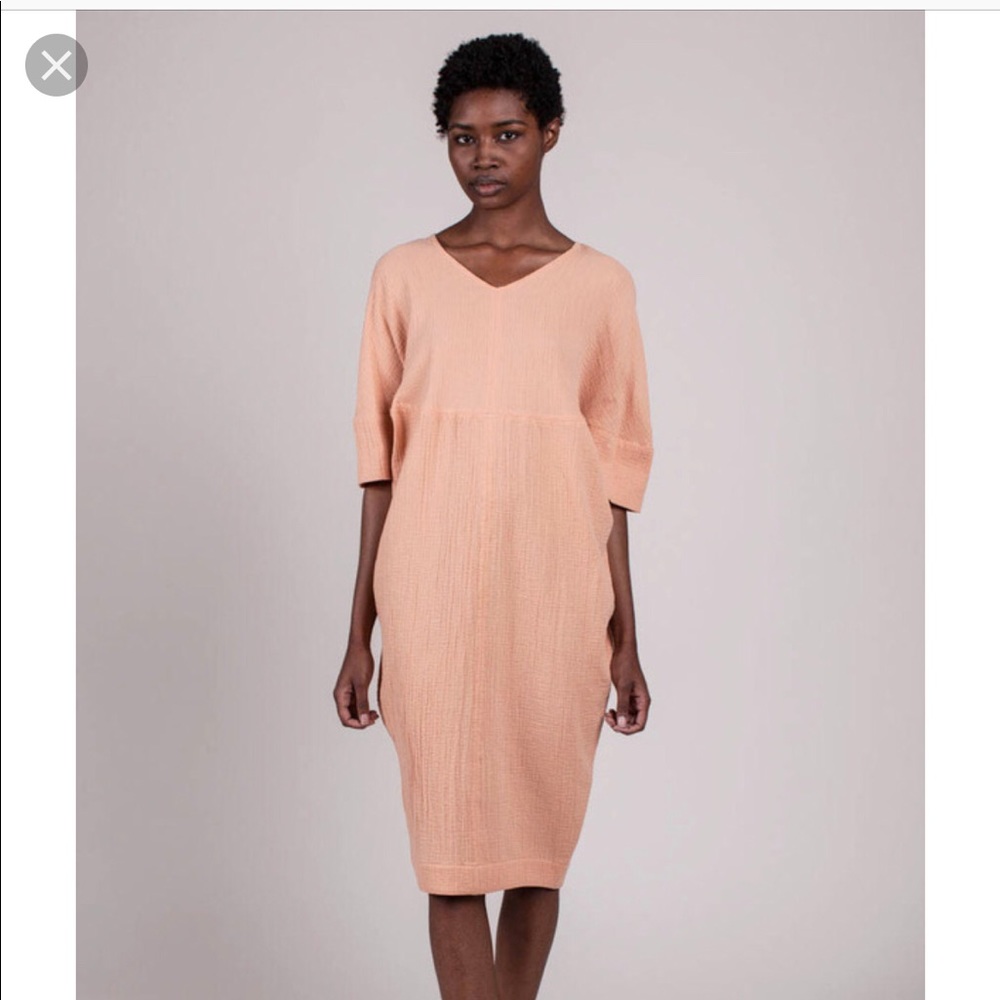Caron Callahan Moxie dress in Japanese peach gauze